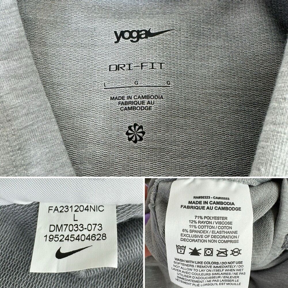 Nike Yoga Dri Fit hoodie hooded sweatshirt gray Pull-over DM7033-073 - Picture 12 of 14